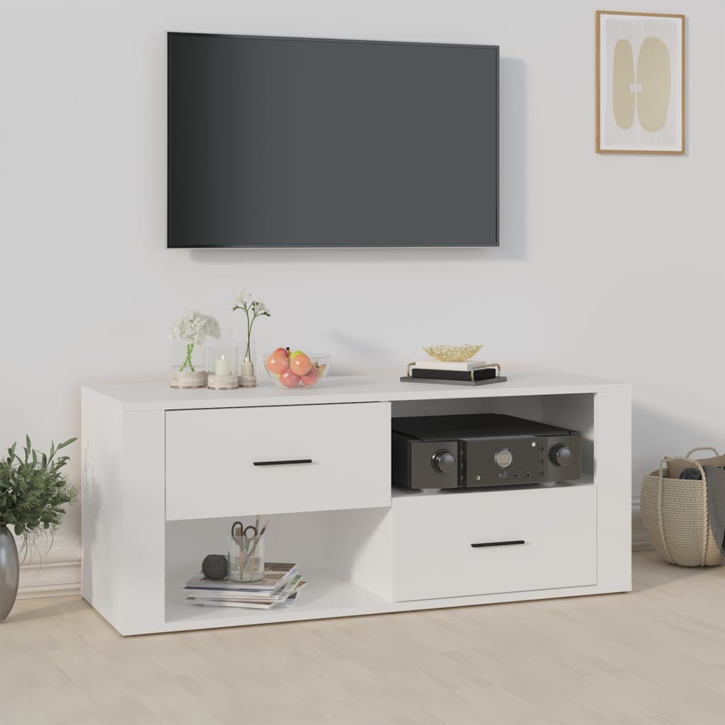 Image of Vidaxl Tv Cabinet Lowboard Tv Furniture Table Board Sideboard Tv Stand Tv Table Hifi Cabinet Living Room White 100x35x40cm Wood Material