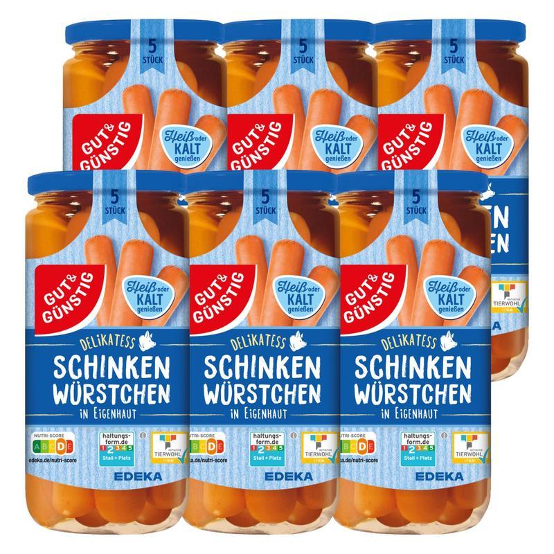 6x Gut&günstig Sausages In Natural Casing, 380g Qs Itw (6x380g)