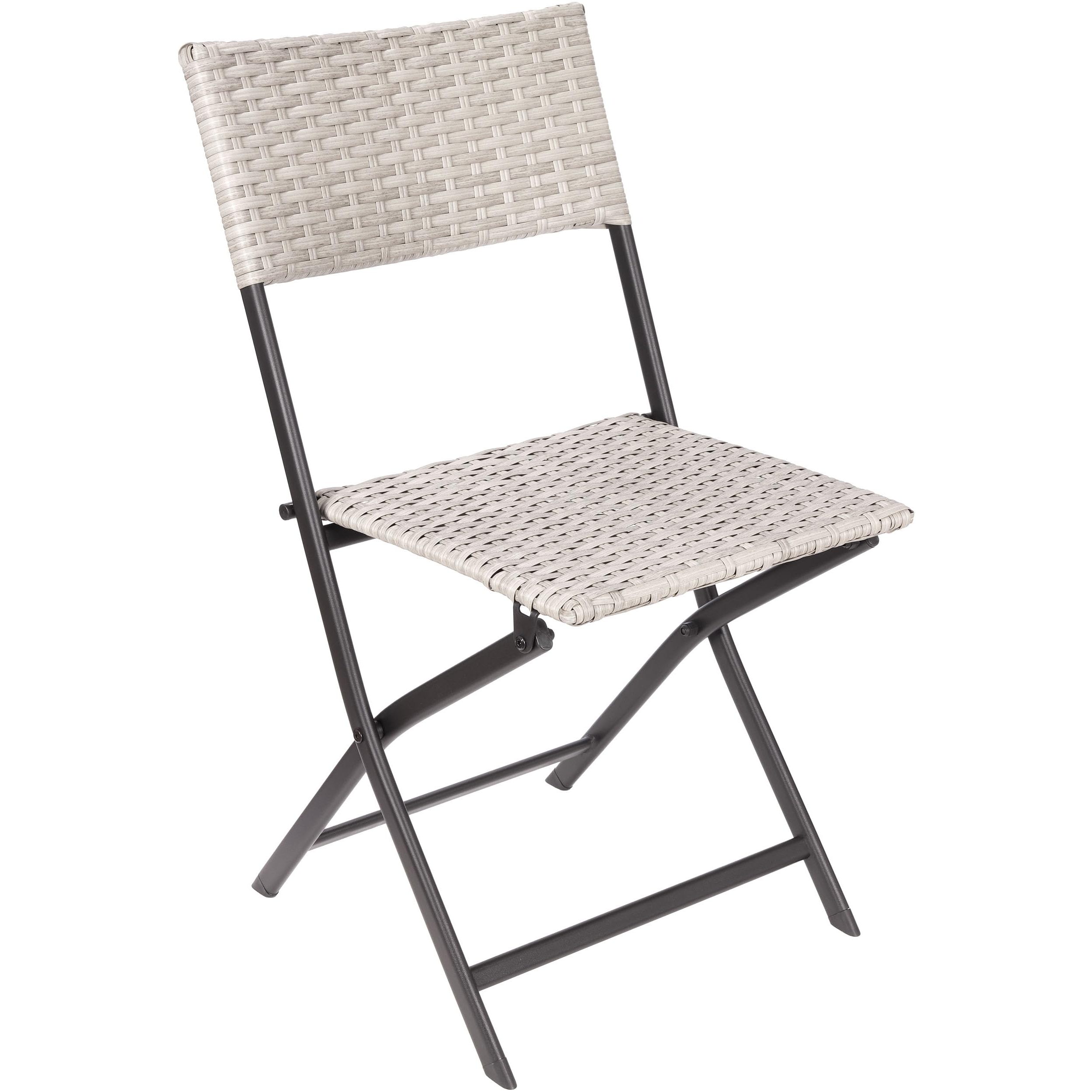 Image of Brubaker Garden Chair Lugano - Poly Rattan Folding Chair Weather-resistant And - Balcony Chair Foldable - Camping Chair For Garden Balcony Terrace - Camping Chair - Grey/beige