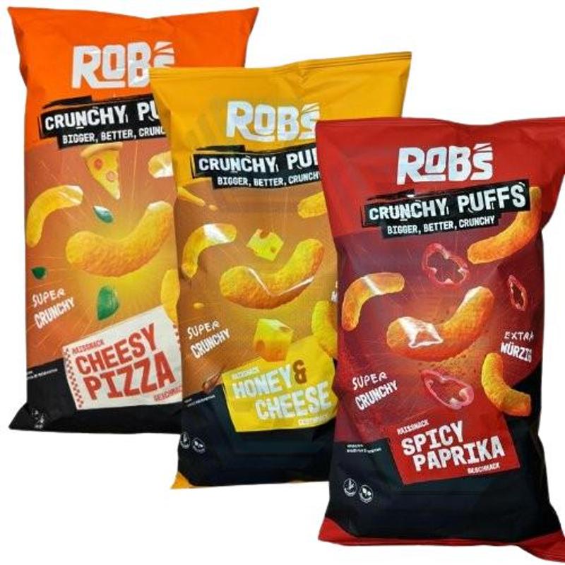 E-shop Rob's Knusperpuffs | Honig & Käse & Scharfe Paprika & Käsige Pizza | 3x 130g