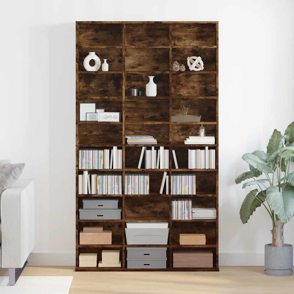 Image of Vidaxl Cd Cabinet, Cabinet With Of Storage Space, Shelf For Living Room Office Bedroom, Floor-standing File Cabinet Office Cabinet, Smoked Oak Wood Material