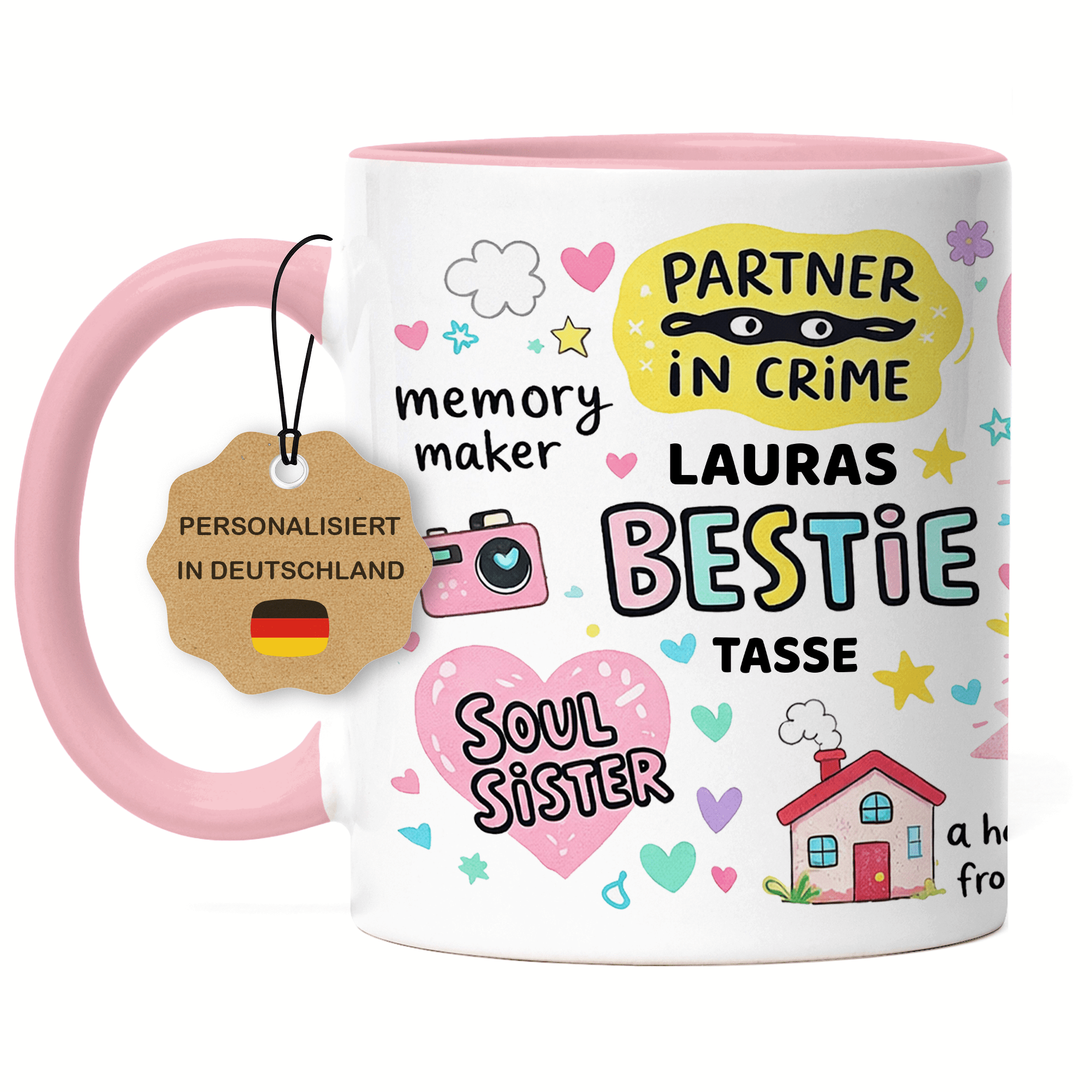 Image of Best Friend Mug Personalized, Bestie Coffee Cup With Name, Gift For For Birthday, Bff Friendship Gift For Women & Girls - Coffee Mug
