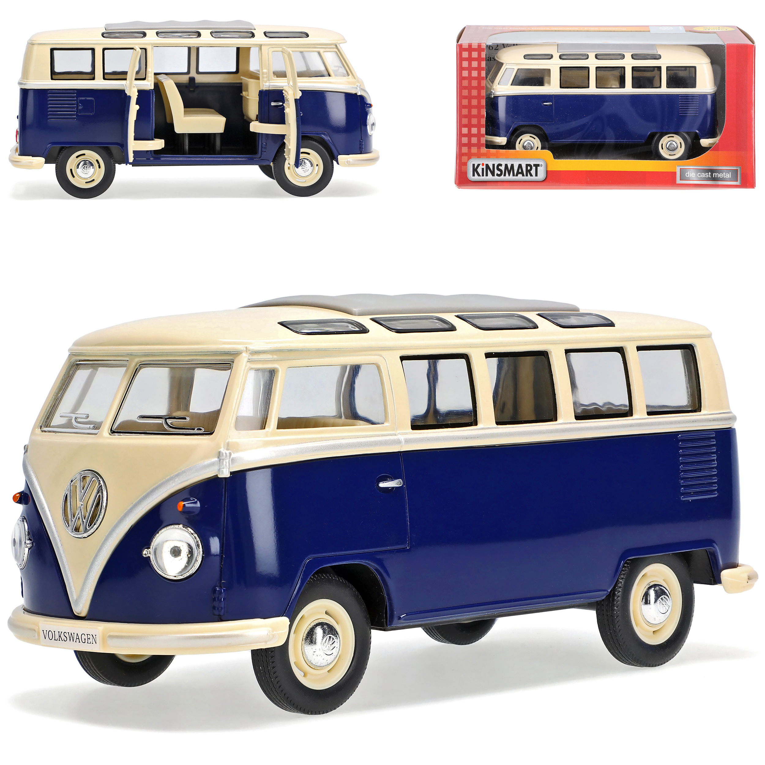 Vw T1 Dark Blue White Bully Bus 1950-1967 1/24 Modelcarsonline Model Car