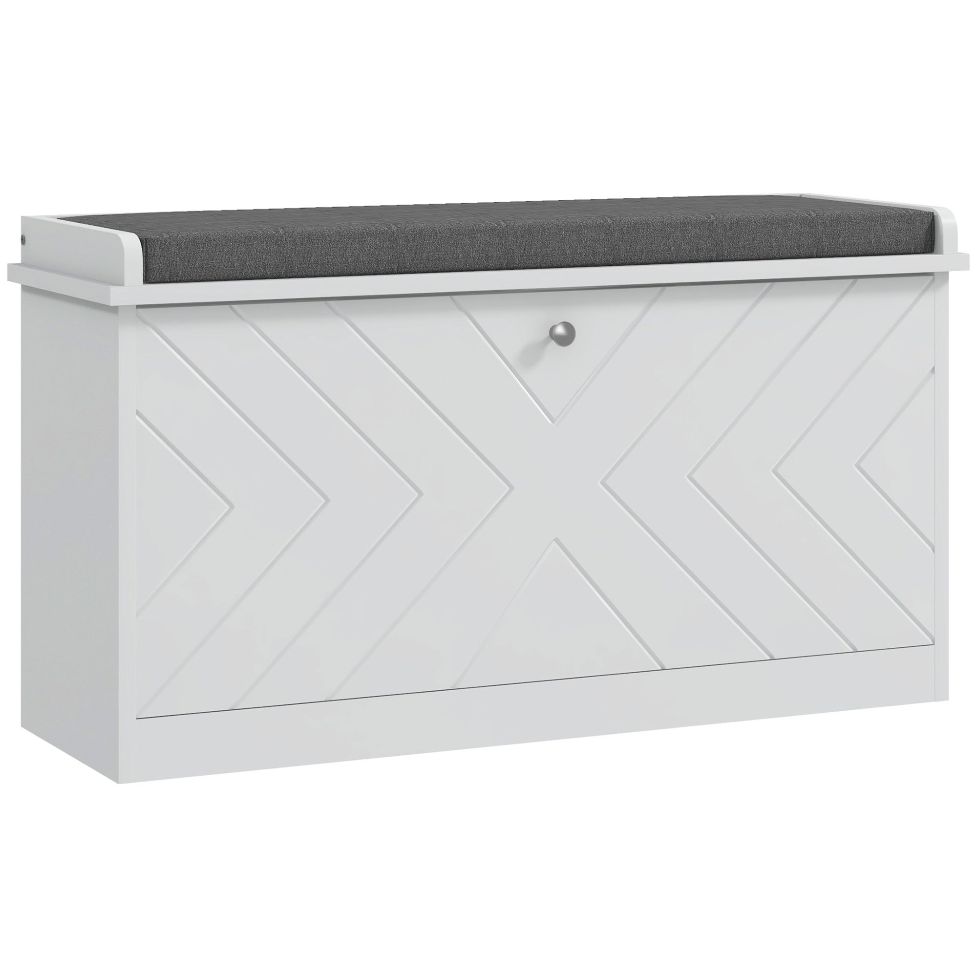 Image of Homcom Modern Shoe Bench With Seat Storage Furniture Shoe Bench With Wooden Bench With Adjustable Shelves And Padded Cushion For 8 Pairs Of Shoes 80x26x44, 5 Cm White