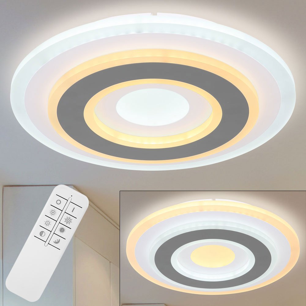 Led Ceiling Light Remote Control Daylight Ceiling Lamp Dimmable Living Room Light Dining Room Lamp, Memory Function Cct, Metal, Opal , 21 Watt 1365 Lumen, D X H 30 X 5.5 Cm