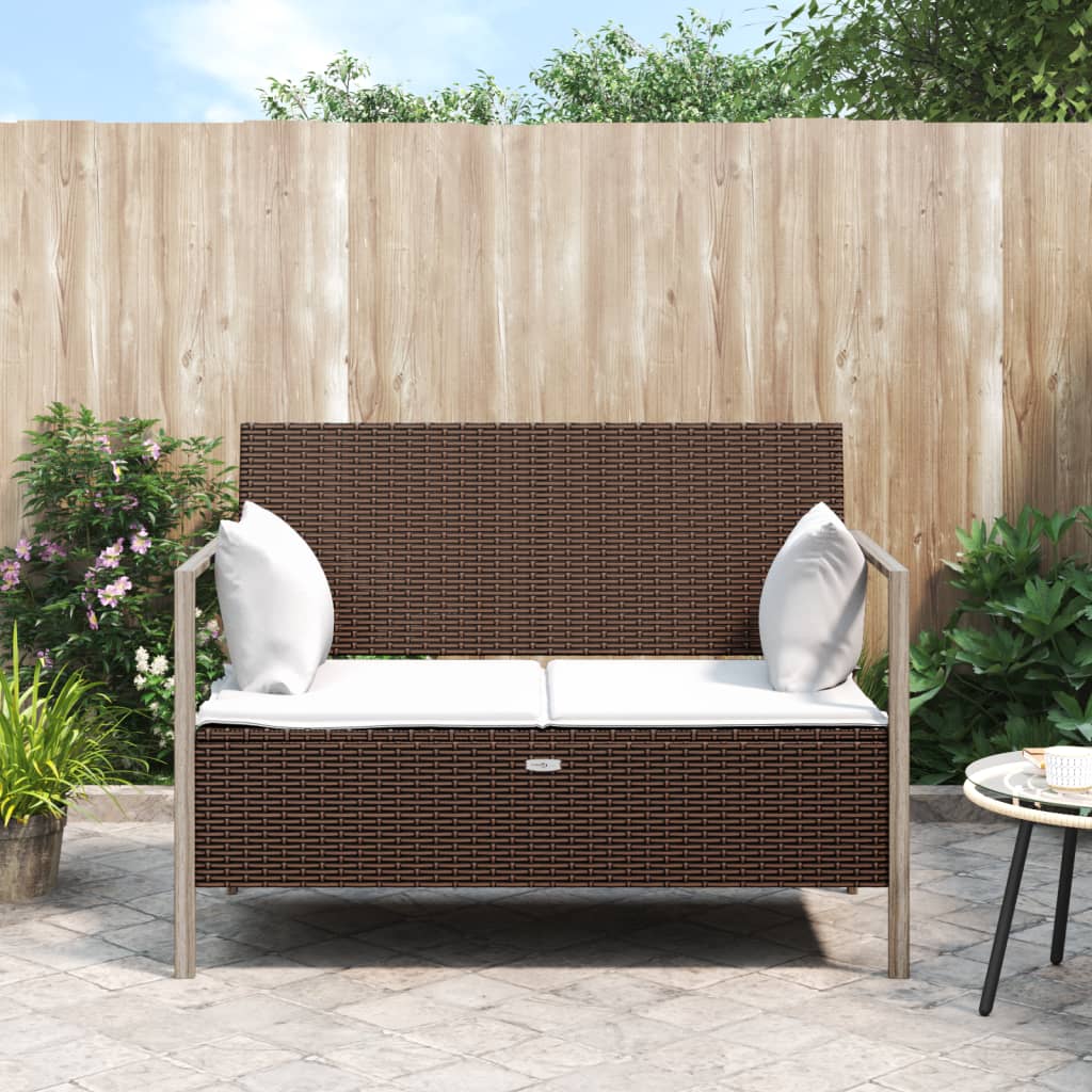 Image of Garden Bench 2-seater Cushion Bench Park Bench Garden Furniture Poly Rattan