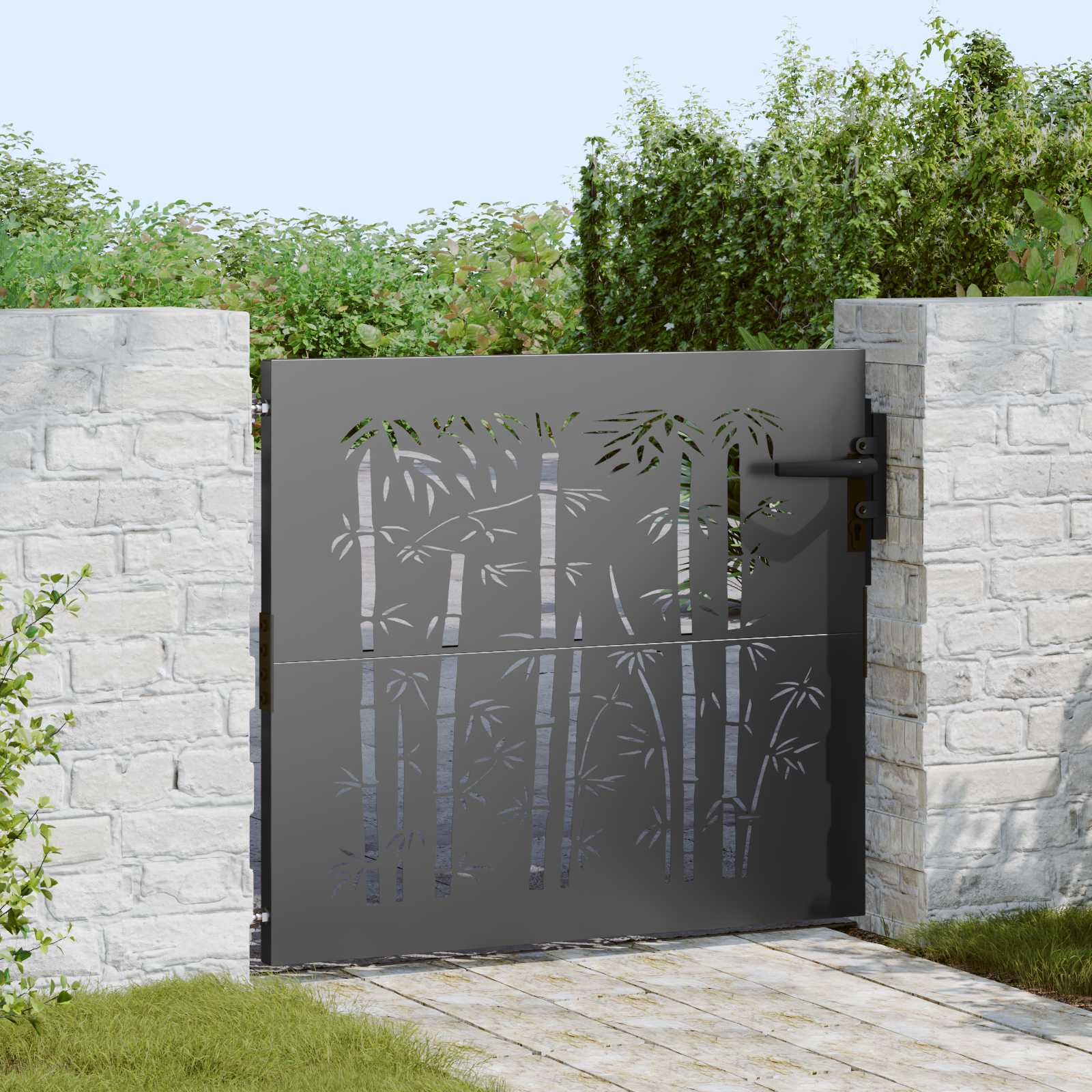 Image of Garden Gate 85 X 100 Cm Coated Steel, Lockable, Garden And Terrace Gate, Rectangular, , Durable Steel, Weatherproof, Stylish Outdoor Security