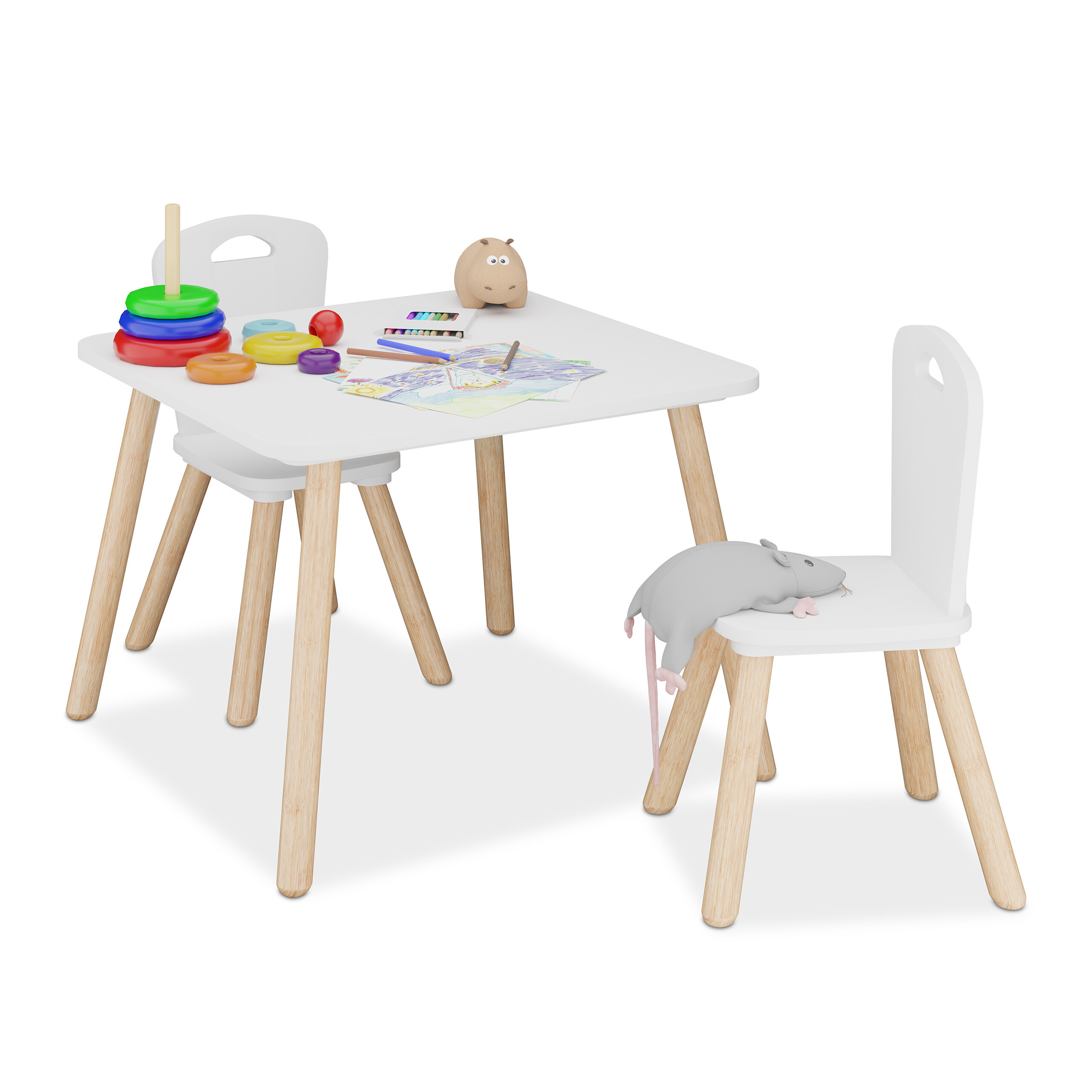 TEMU 3-piece Kids' Seating Set In White/natural