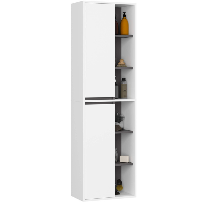 Image of Bathroom Hanging Cabinet Akord Vami 50 Doors 10 Shelves 50x170x30 Cm