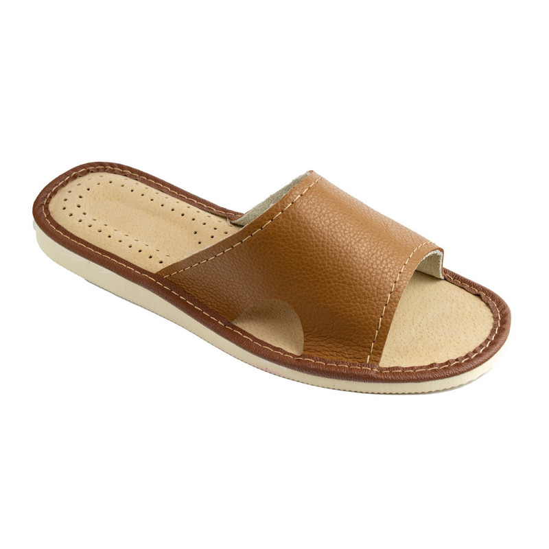 Image of 100% Leather Women's House Slippers, Premium Product, Contoured Women's Loafers - Size 052