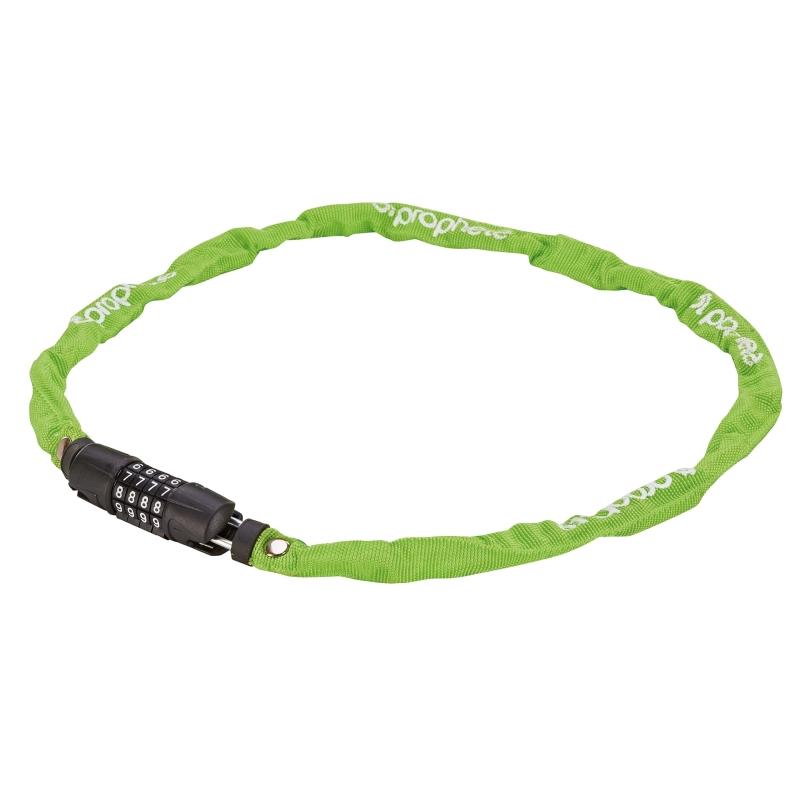 Prophete Bike Lock, Chain Lock With Number Combination, Codable, Dimensions: 90 Cm, Ø 3.2 Mm, Color Green