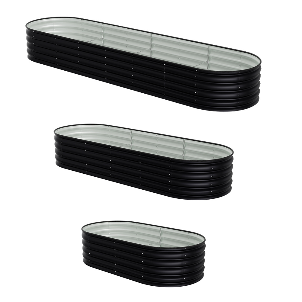 TEMU Black Large Raised Garden Bed Oval Bottomless Metal Raised Bed Planter Box For Growing Outdoor Plants, Vegetables, Flowers And Herbs, In 3 Sizes