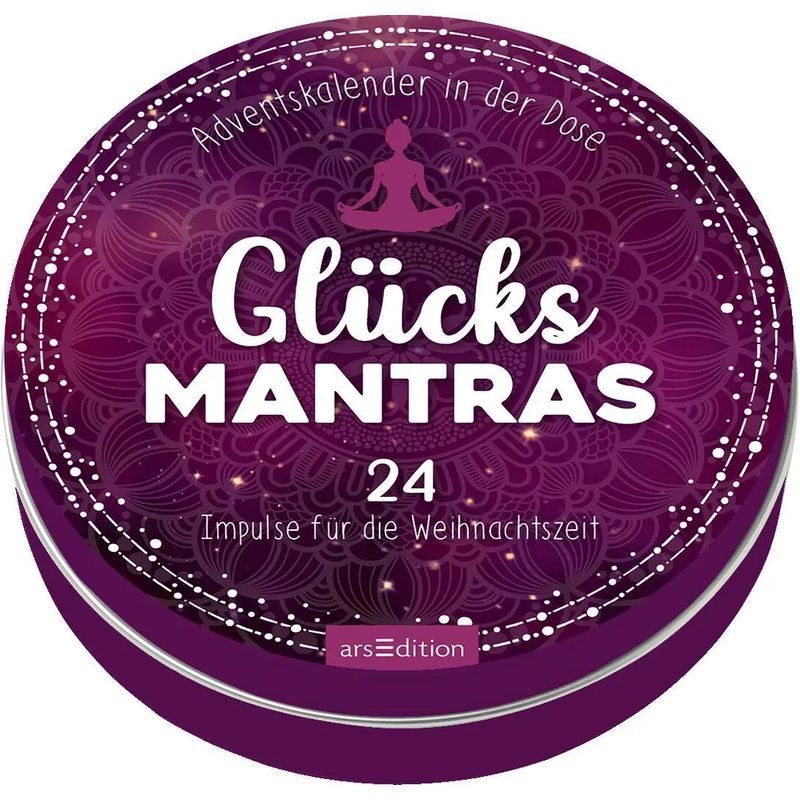 Image of Advent Calendar In A Tin. Lucky Mantras - Paperback - 24 Inspiration For The Christmas Season - Metal Tin With 24 Round Cards - 24 Pages - German - 2024 - Ars Edition Gmbh - Ean 9783845857411