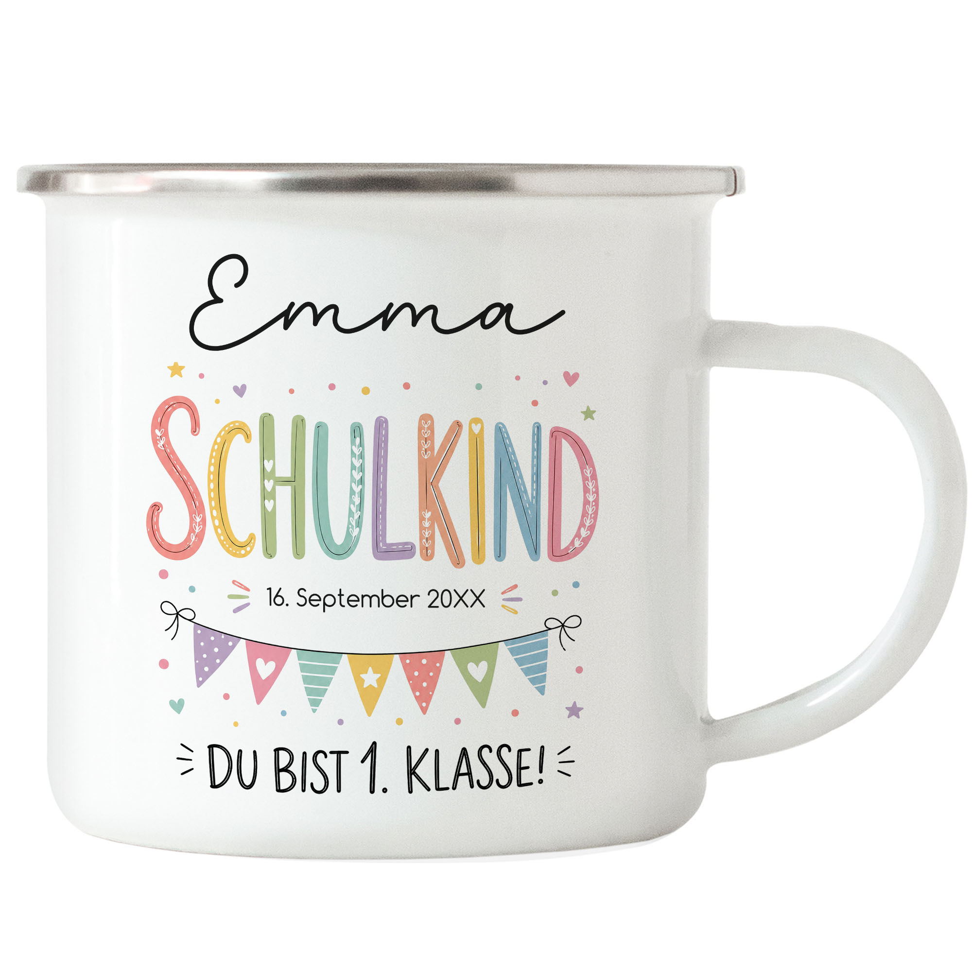 Image of School Child Mug Personalized With Name, First Day Of School Gift For Boys Girls 2026, You're In 1st Grade Congratulations Coffee Mug - Enamel Blue