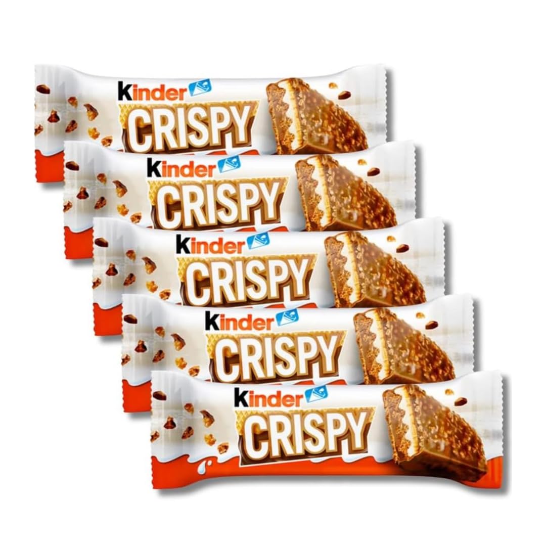 Kinder Crispy 5-pack | 5x 34g | Crispy Waffle Bar With Hazelnut & Milk Cream | Wrapped In Delicate Milk Chocolate | Perfect For Snacking