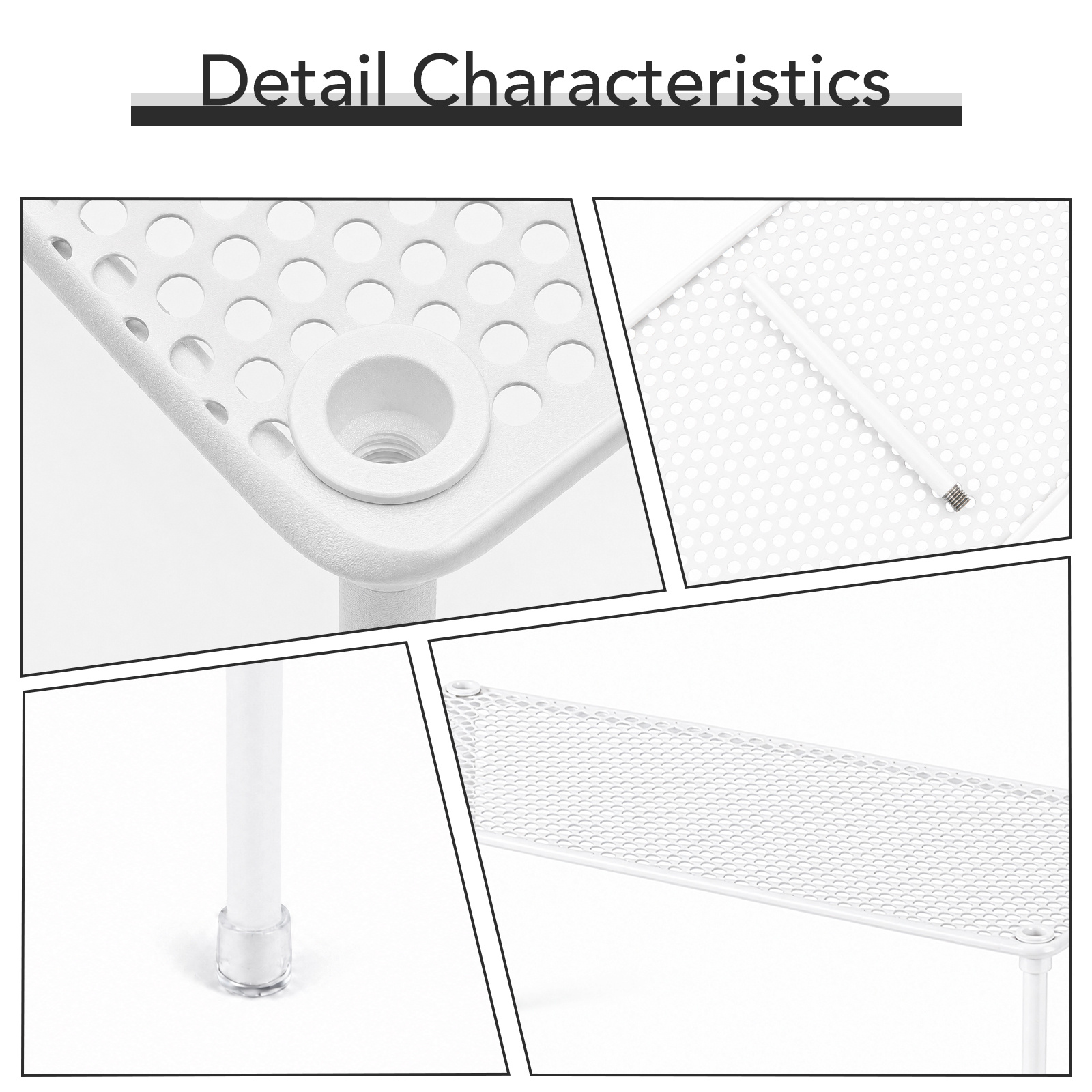 2-Tier White Mesh Metal Storage Rack for Kitchen & Bathroom