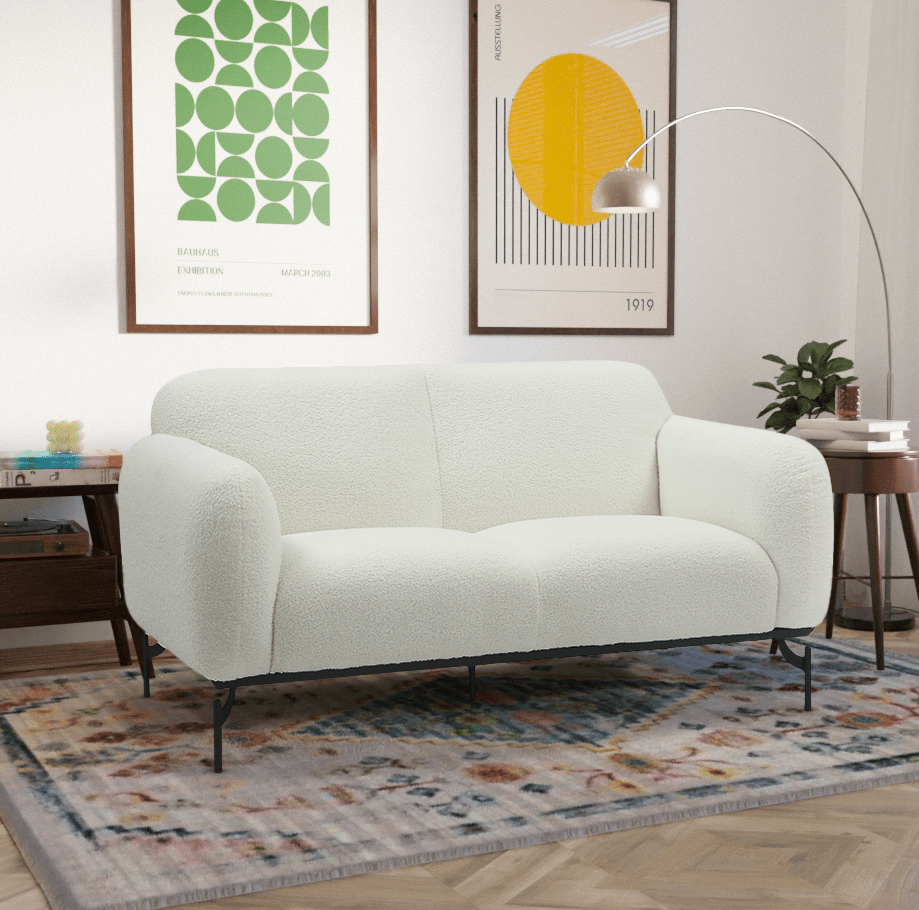 teddy boucle fabric white   seat accent chair details 1