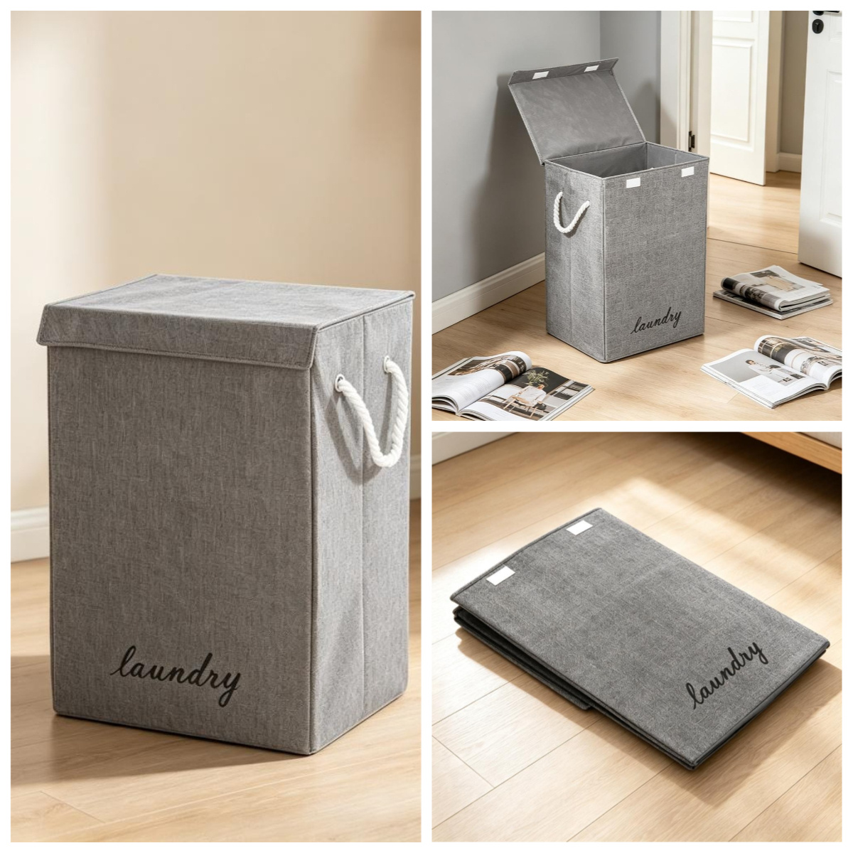 TEMU Large Capacity Laundry Hamper With Lid – Durable Collapsible Fabric Basket, Space Saving Clothes Hamper For Home, Dorm (16.5"x11.8"x26")
