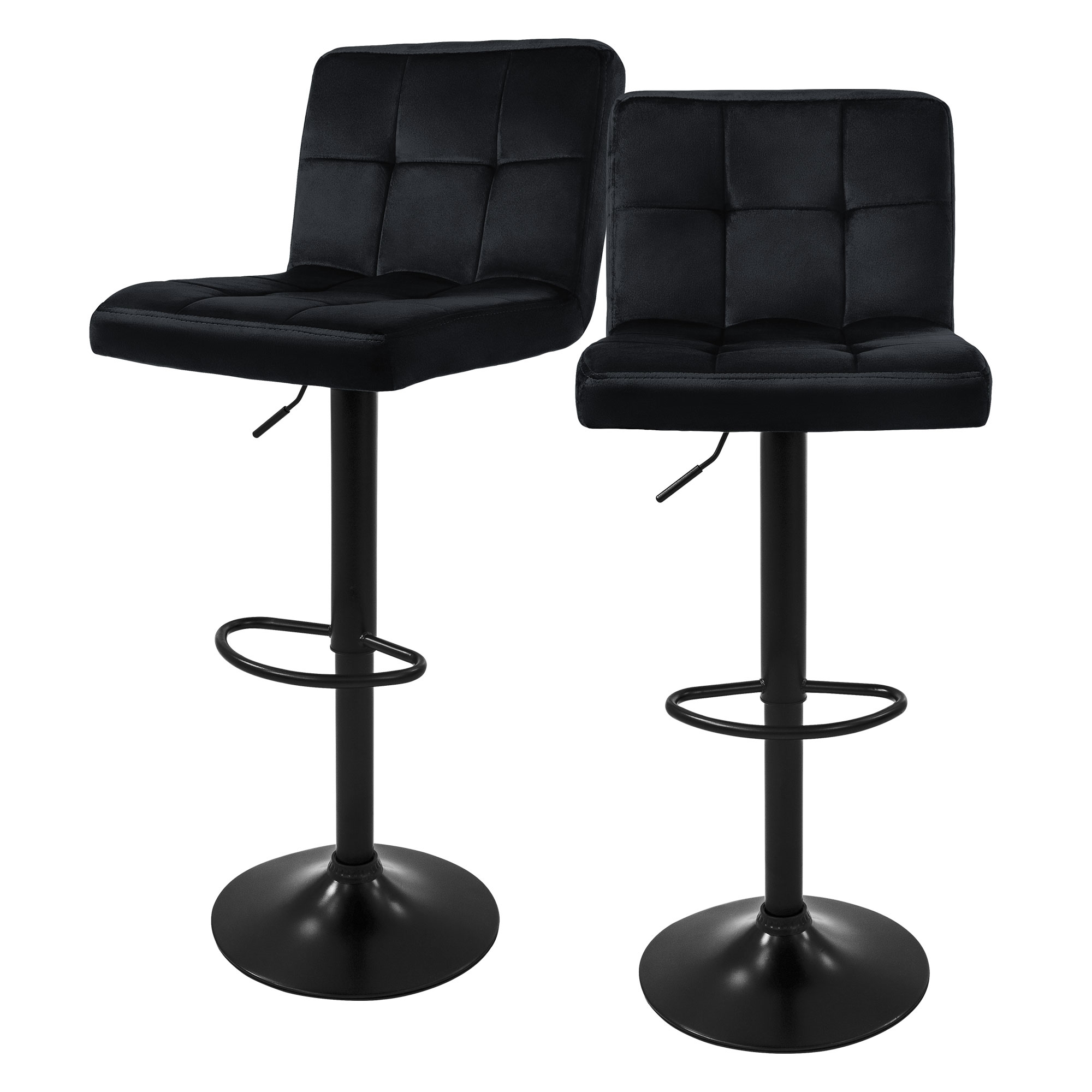 Image of Ml- Stool With Velvet Upholstery, Padded Bar Chair With Backrest And Footrest, Height-adjustable Counter Stool 63-83 Cm, 360° Rotatable, Bistro Stool Swivel Chair Bar Stools