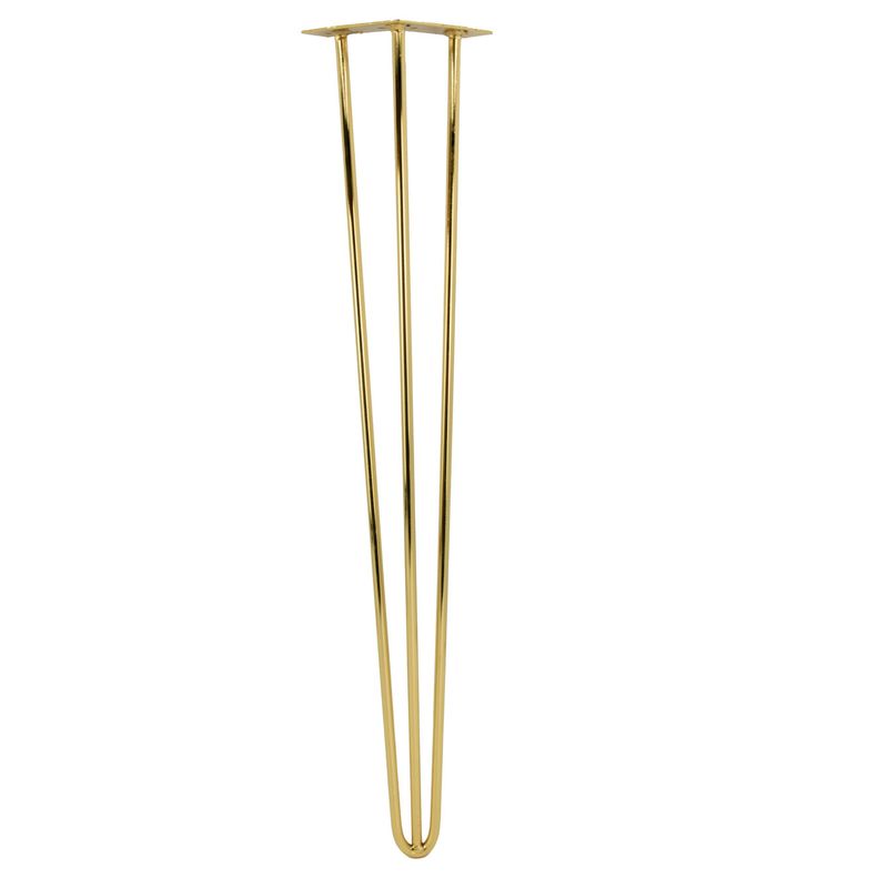 TEMU Pata de Mueble Hairpin en Dorado, 71 cm – una pata de metal resistente para mesas, encimeras y escritorios, fabricada con tres varillas
