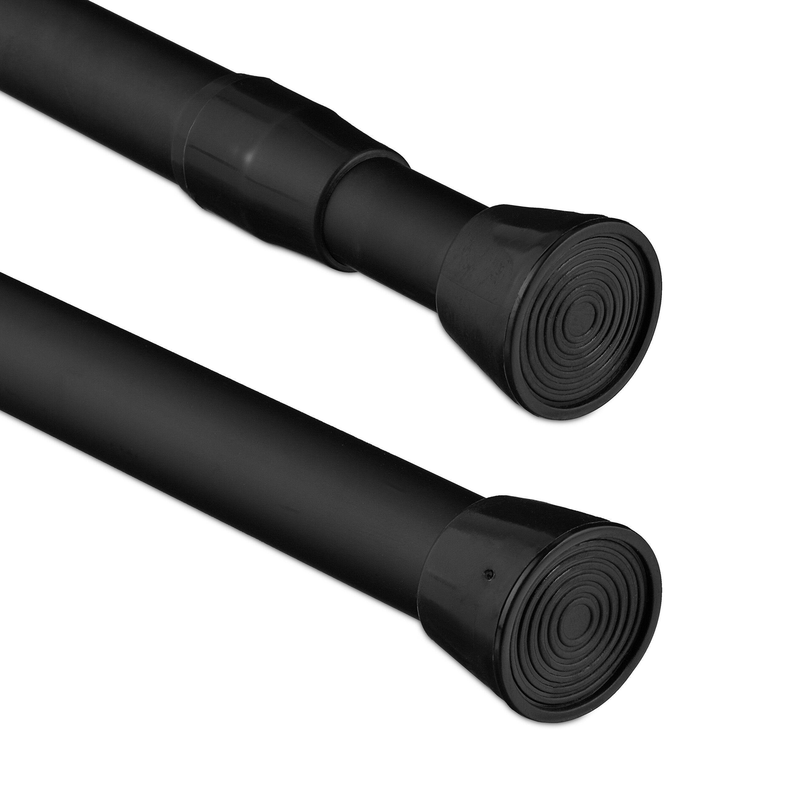 TEMU Tension Rod, Black, 110-200 Cm, Stainless Steel And Plastic, 2 Cm Rod Diameter, Supports Up To 10 Kg, Anti-slip Caps, No Drilling Required, For