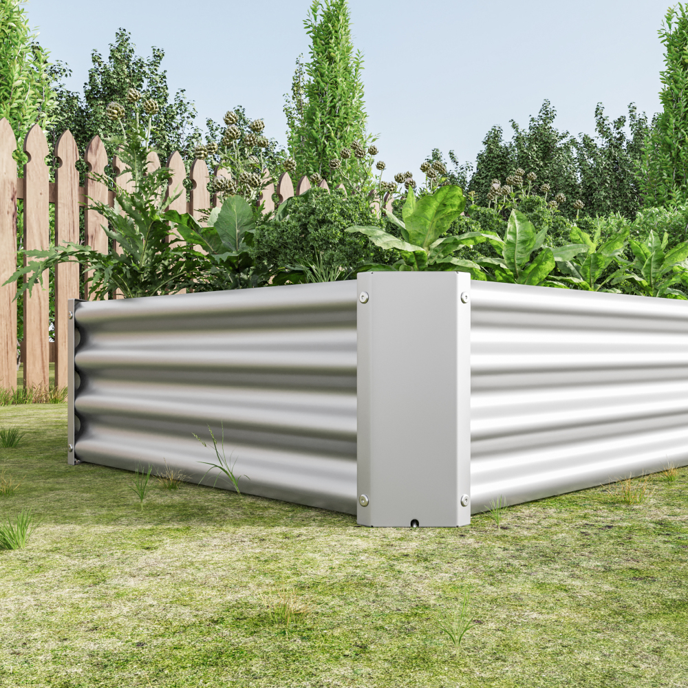 Raised Bed 180x91x30cm Made Of Galvanized Steel Corrugated Sheet, Weather-resistant, Long-lasting For Garden, Terrace & Yard
