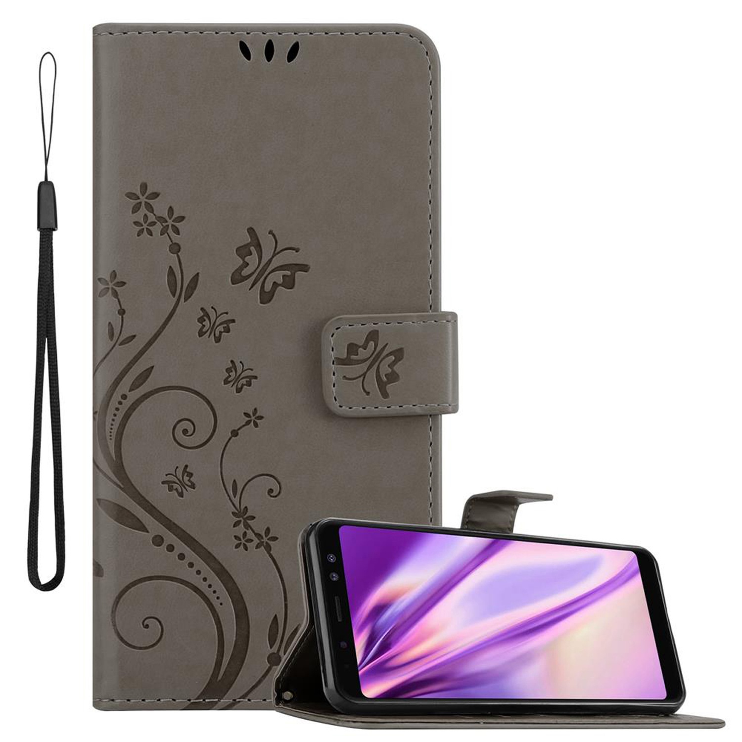 Case Compatible With Galaxy A8 2018 Protective Case In With Magnetic Closure, Stand Function And Card Slots Flip Case Flower Cover Case Mobile Phone Flip Case Book Bag