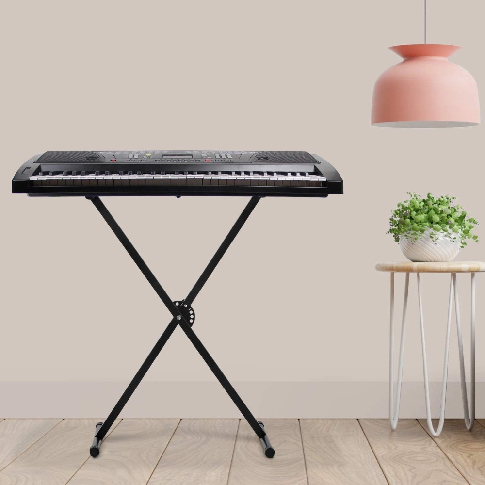Image of Double-rod Collapsible Stable Keyboard Stand With Safety Latches, Adjustable And Foldable Keyboard Stand