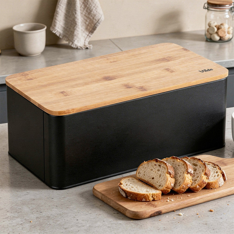 TEMU Cestello per in metallo con pannello in bamb羅 33X18X13 cm - Cestello spazioso con , per , e , design moderno, decorazione a , pratico in cucina,