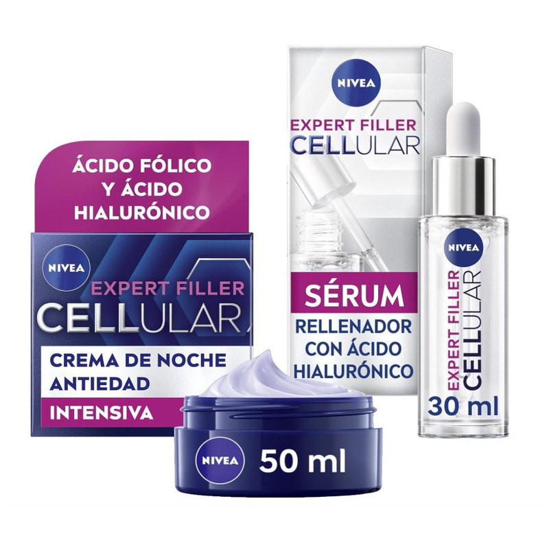 TEMU NIVEA Hyaluron Filler Pack: Crema de Noche + Sérum