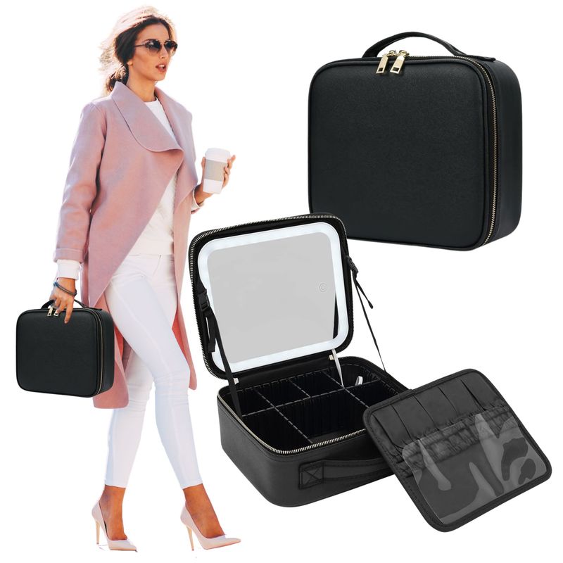 Large Illuminated Cosmetic Bag with   - Makeup Organizer