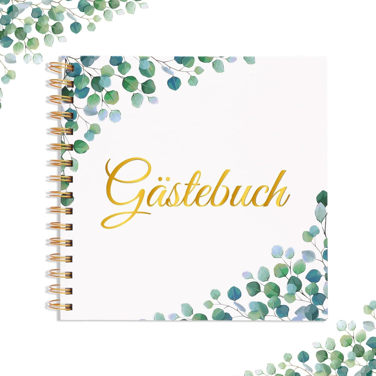 E-shop Eukalyptus-Gästebuch, 22 x 21 cm, grüne Blätter, Hochzeitsbuch, Andenken, Hochzeitsgeschenk, Geburtstag, Junggesellinnenabschied,