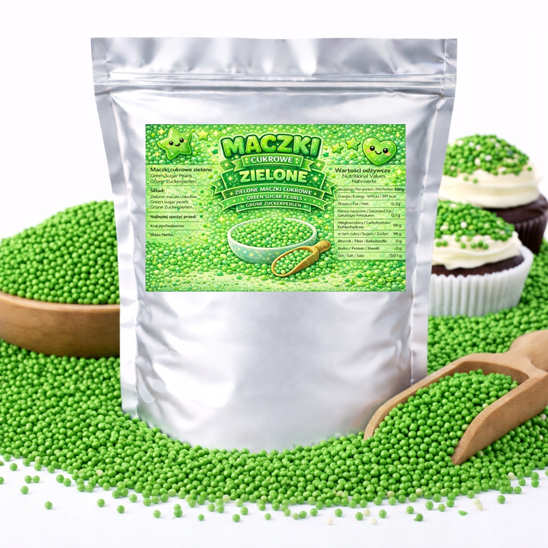 Green Sugar Sprinkles - Topping For Cakes, Desserts, Waffles, Pastries 25g