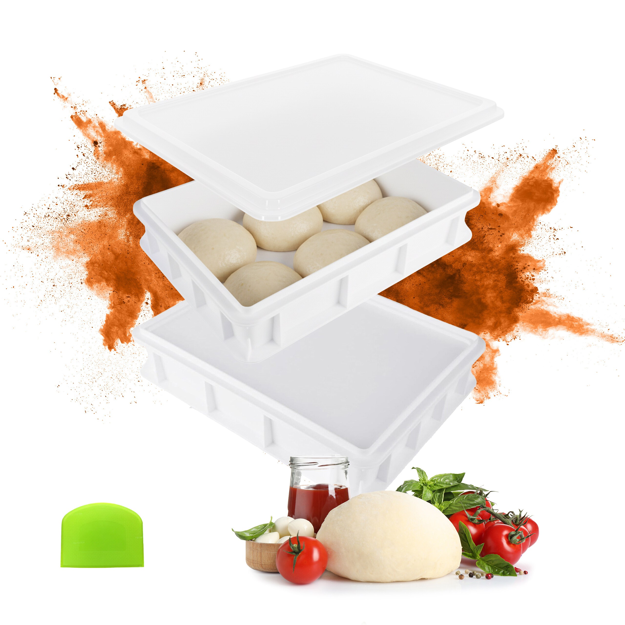 E-shop 2 x Pizzaballenbox in Weiß - (B)40 x (H)7 x (T)30 cm