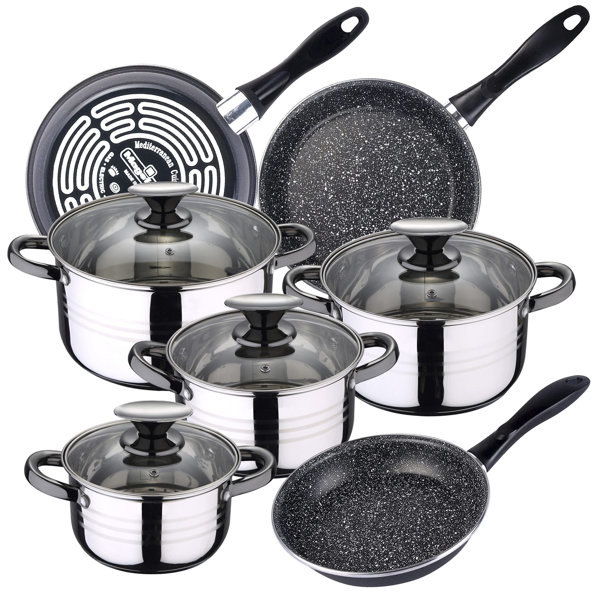 San 8-piece Stainless Steel Cookware Set With Frying Pans (18/20/24 Cm) Magefesa Gransasso Enameled Steel