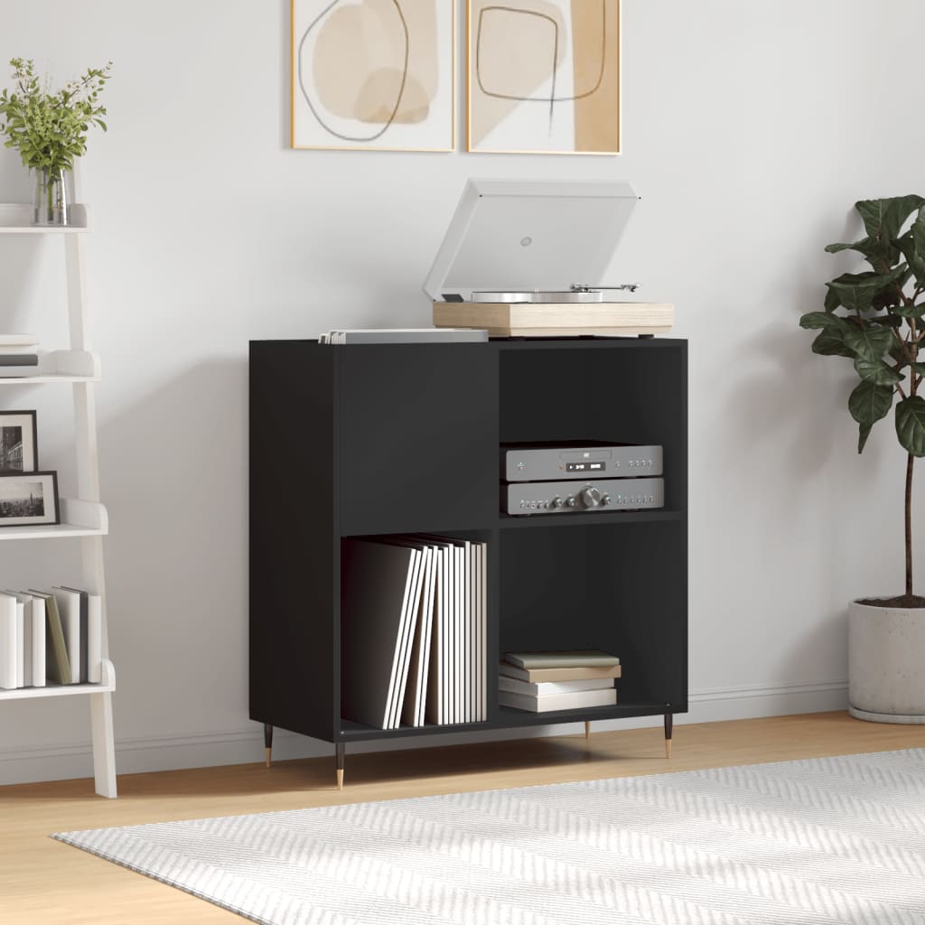 Vidaxl , With Of Storage Space, Turntable Cabinet For Living Room, Lp Cabinet Record Stand, Black Wood Material