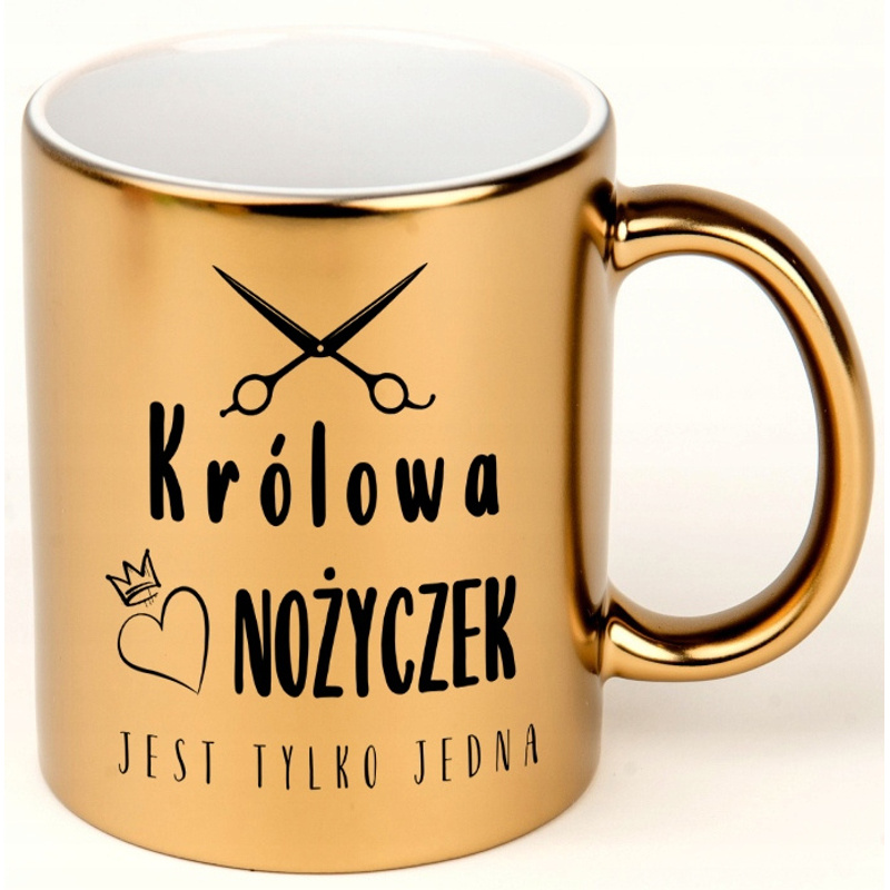 Kubek złoty błyszczący dla stylistki włosów fryzjerki na prezent wzory: retailer-supplied image