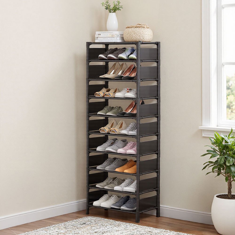 TEMU 10-tier Tall Shoe Rack, 20 Pairs Metal Shoe Shelf Storage Organizer Shelving Unit, Multi Layers Shoe Rack Storage Stand Shelf Cabinet Home