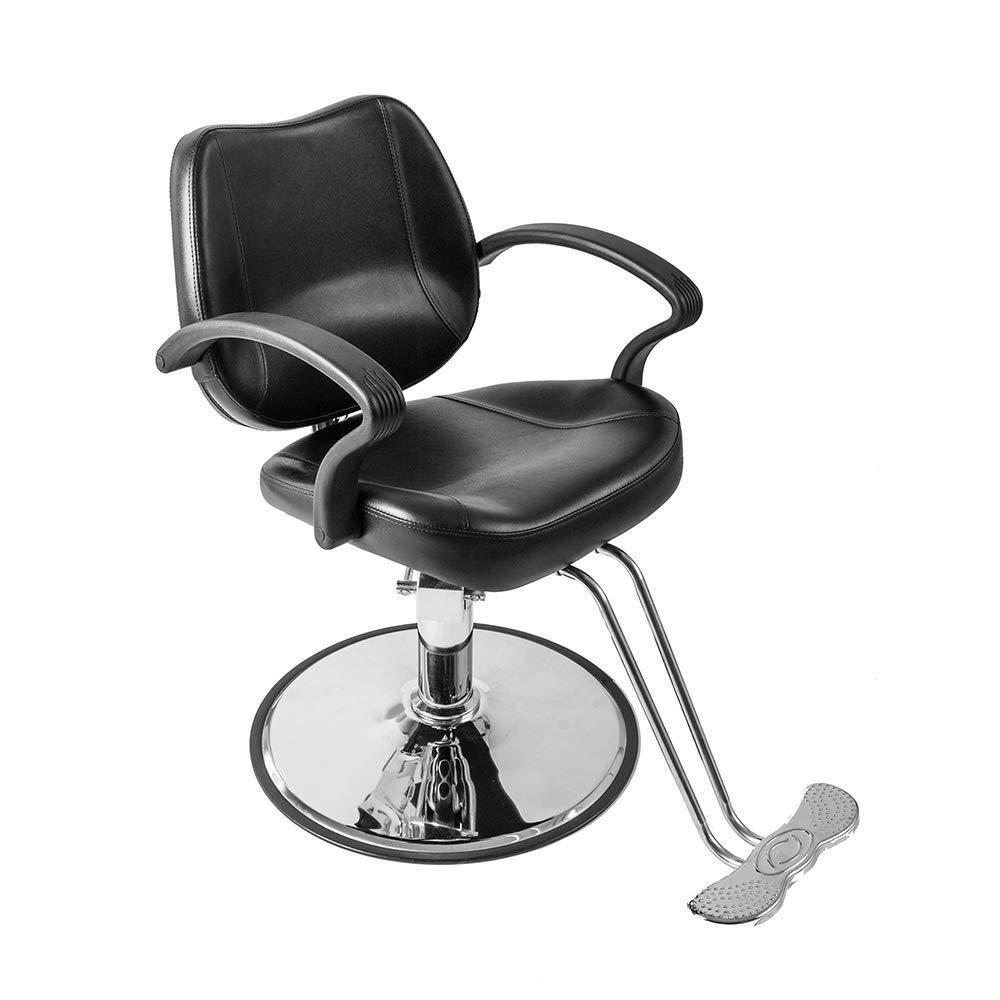 Image of Hairdressing Chair, Height Adjustable 90–108 Cm, & 150 Kg Weight Capacity, Ergonomic Barber Chair With T-shaped Footrest, Pvc Hairdressing Chair (black, 48 X 50 X 108 Cm)