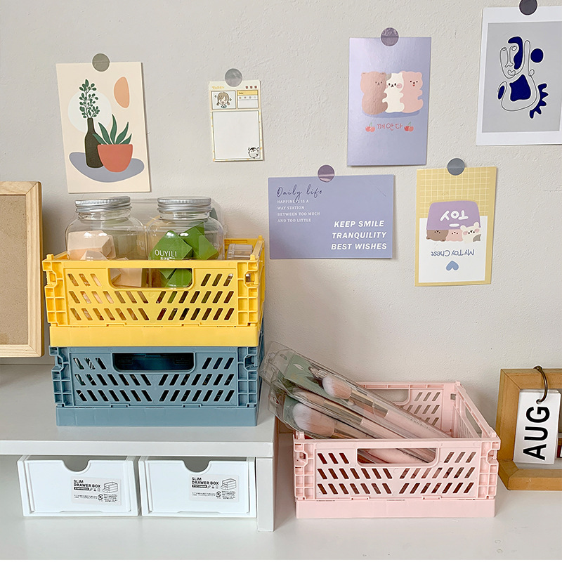 10pcs Multicolor Durable Foldable Plastic Organizer Baskets