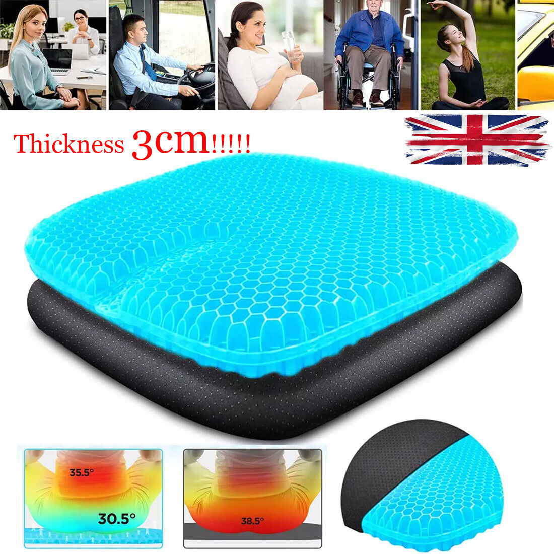 cooling honeycomb gel seat cushion double thick egg sitting pad mat for    