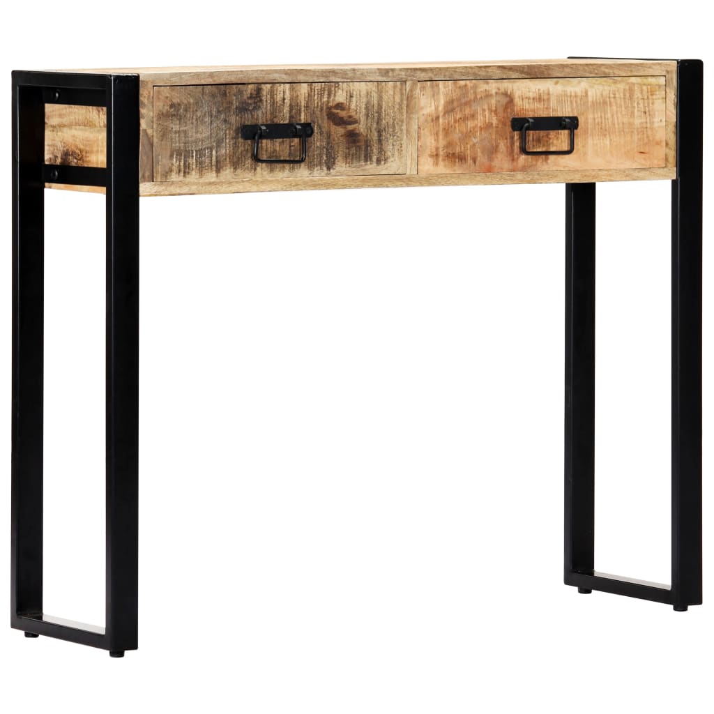 Vidaxl Solid Mango Wood Console Table With 2 Drawers, Side Table, Entryway Table, Wall Table, Dressing Table, Sideboard, 90x30x75cm