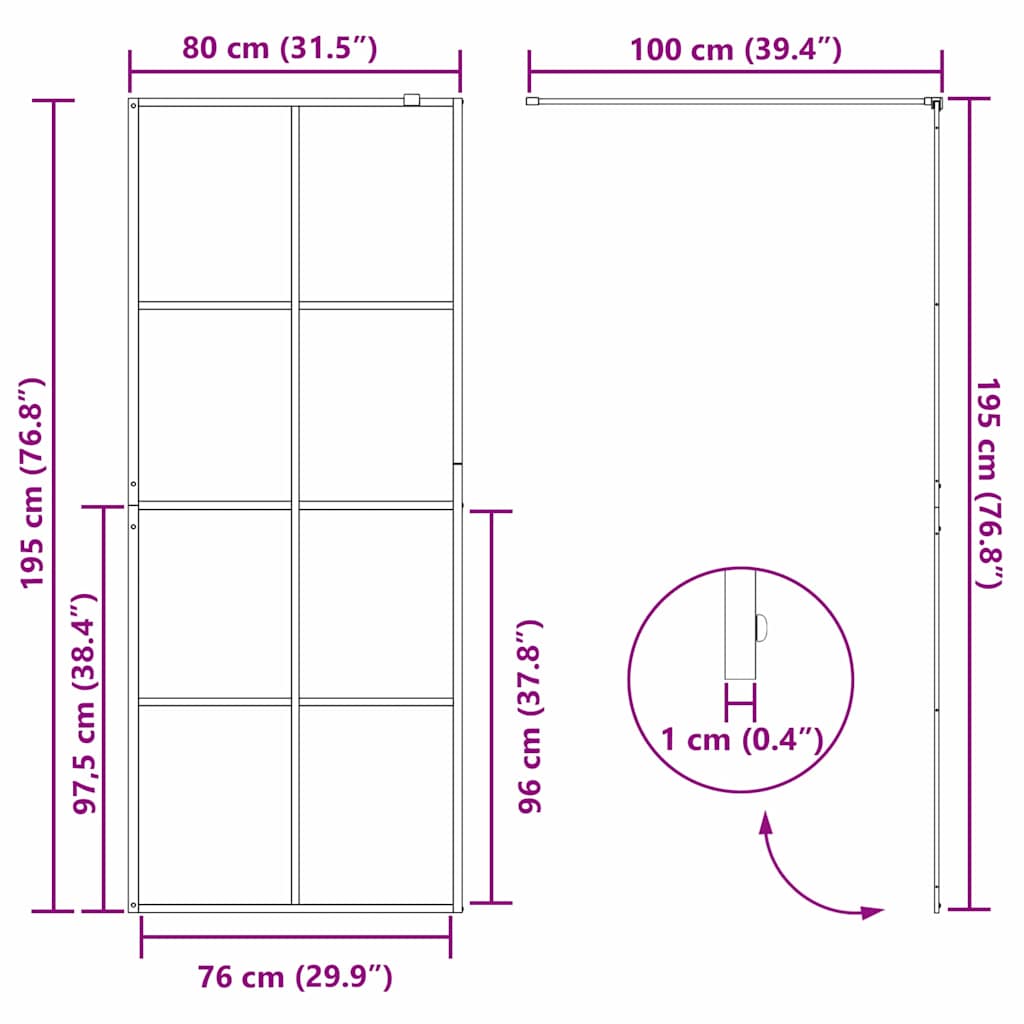 Mayfair Walk-in Shower Wall Gold 80 x 195 cm Tempered Glass