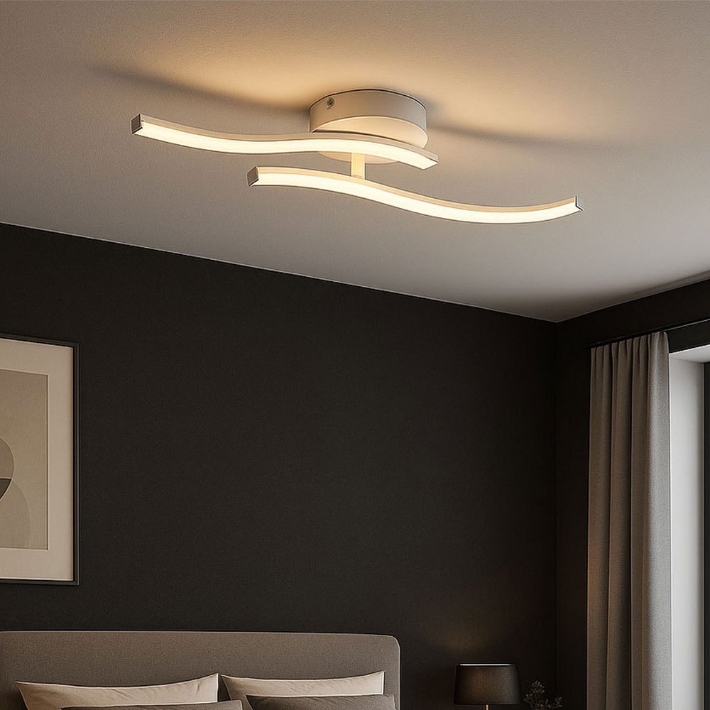 Led Ceiling Lamp Living Room Light Fixture, White, Adjustable Arm, 12w 910lm Warm White, 51.5x7.2 Cm