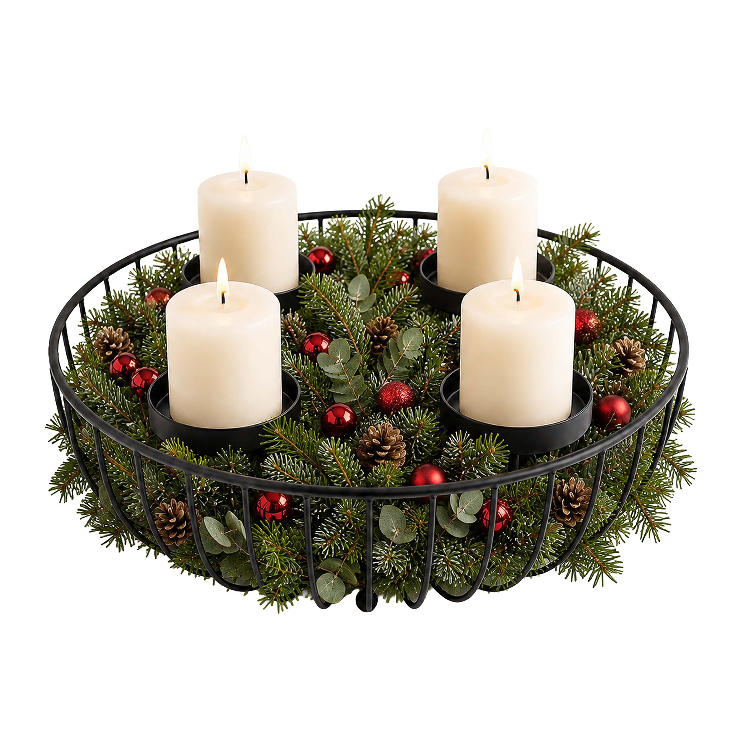 Image of Advent Wreath In Black - (h)10 X Ø 33 Cm