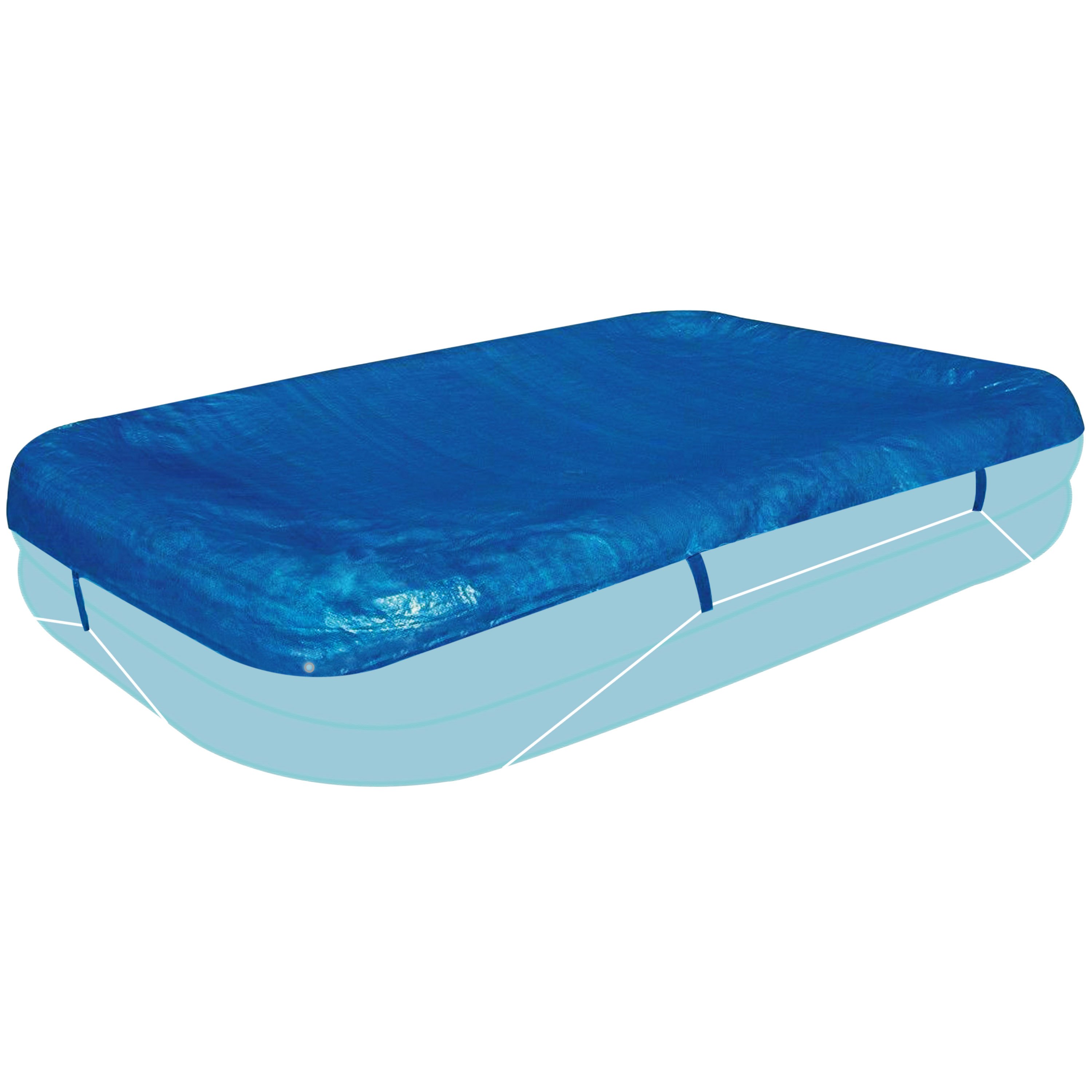 Image of Rectangular Pool Cover For Family Pool 305x183cm - With Fixing Rope - 110g/m² Pe - Waterproof - Uv-stable Pool Cover Tarp - Inflatable - Swimming Pool Cover Accessories For Paddling Pool