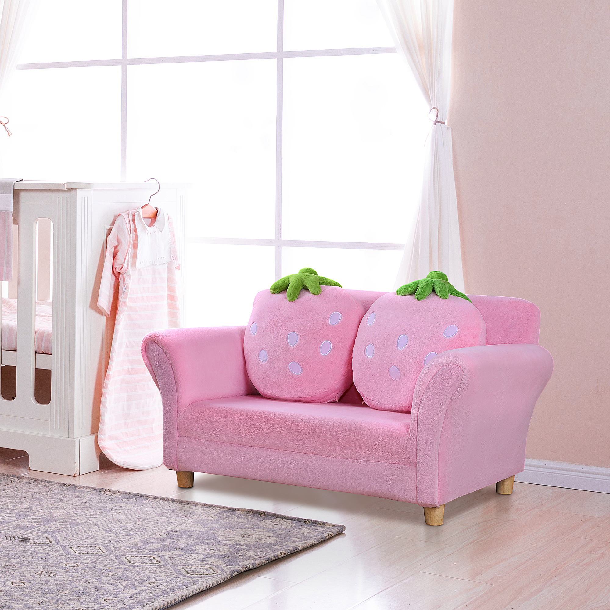 Rose Temu Children's Sofa Children's Armchair Sofa Couch Children's Chair Nursery Soft Sofa Double Sofa Single Sofa (Strawberry Sofa)