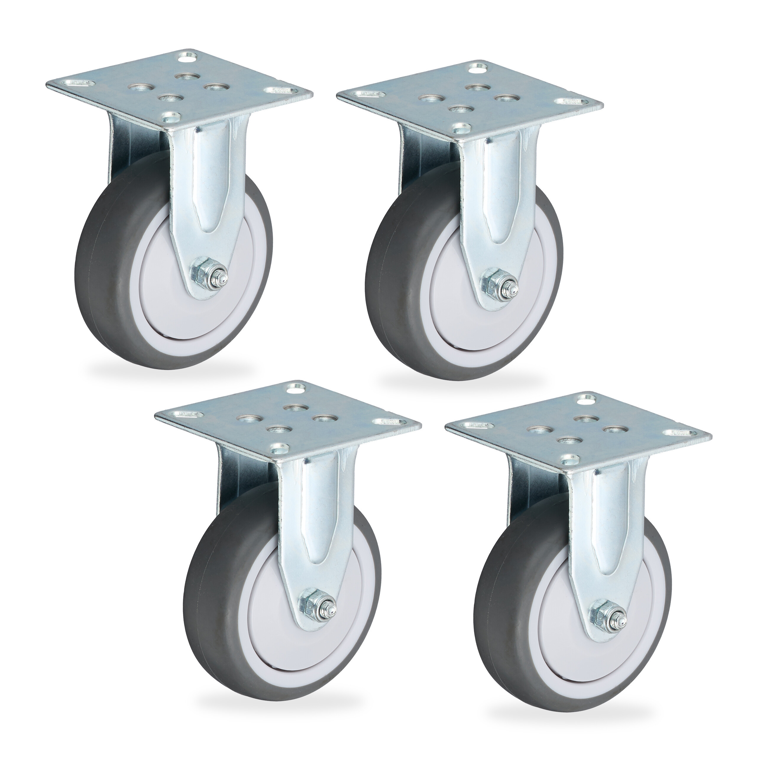 4 X Swivel Casters In Gray/silver - 50 Mm