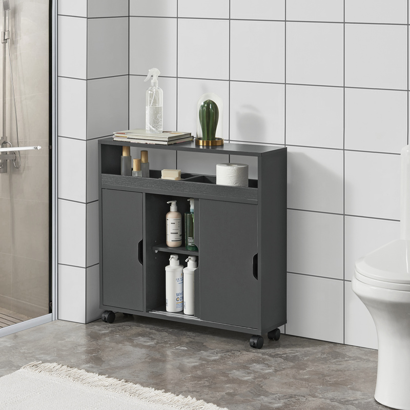Image of Bathroom Cabinet Lumijoki Dresser With Sliding Door Bathroom Cabinet Cabinet Niche Cabinet With Rollers