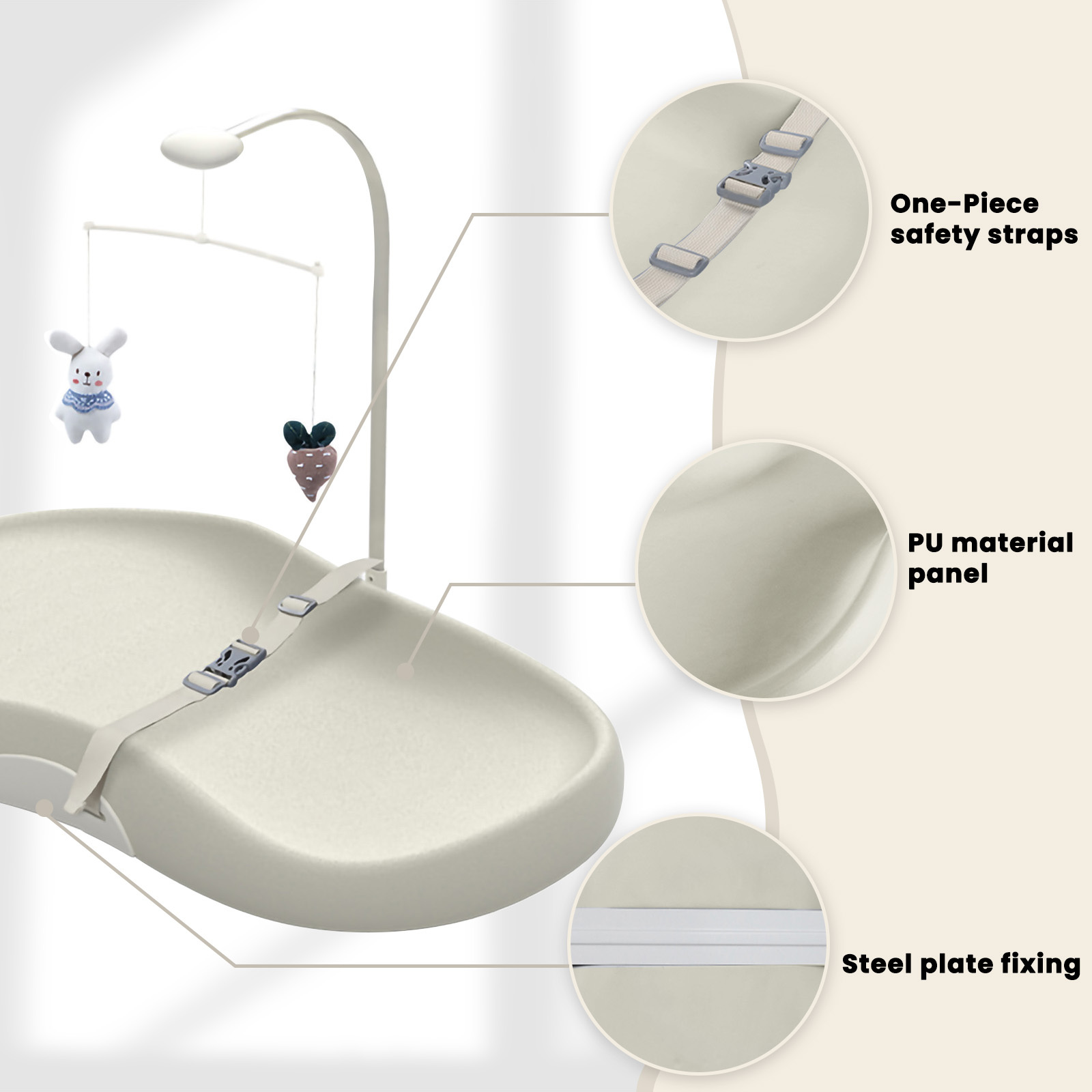 Lunaluke Sanitary Baby Changing Table, Multi Purpose Diaper Station, Washable Care Pad with Detachable Sensory Toys, Portable Childcare Console, Antimicrobial Changing Platform